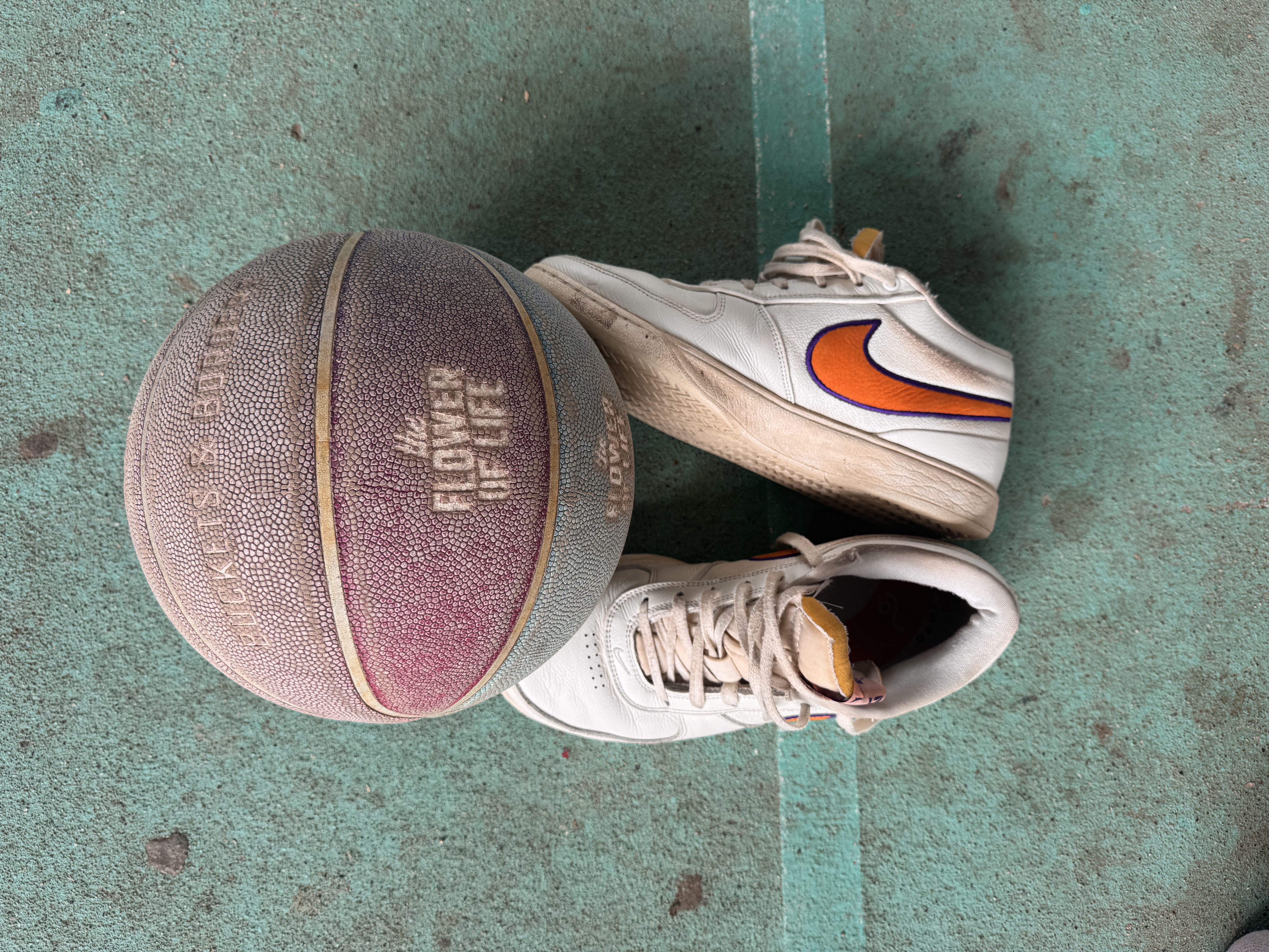 Ball and kicks on a court